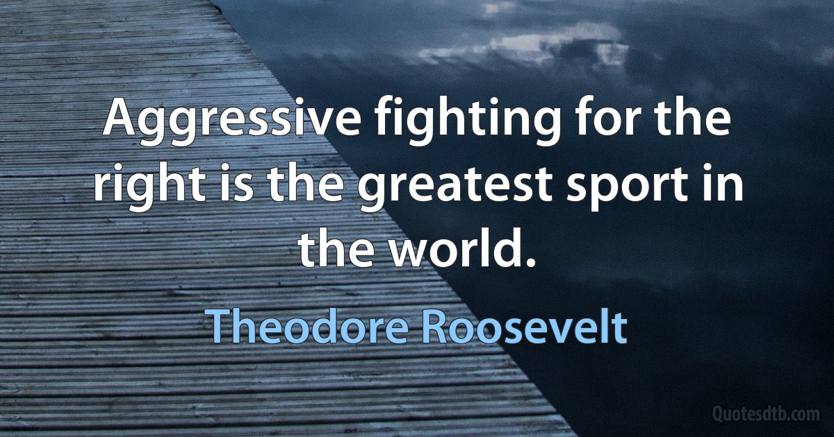 Aggressive fighting for the right is the greatest sport in the world. (Theodore Roosevelt)