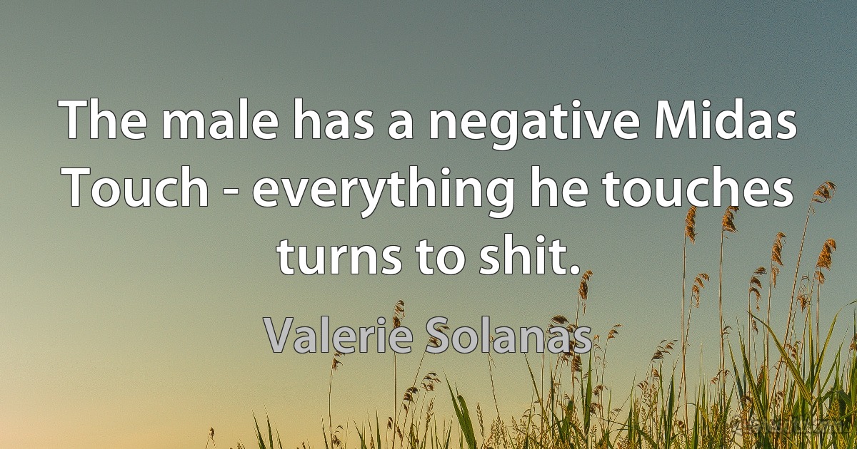 The male has a negative Midas Touch - everything he touches turns to shit. (Valerie Solanas)