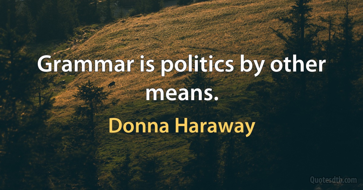 Grammar is politics by other means. (Donna Haraway)