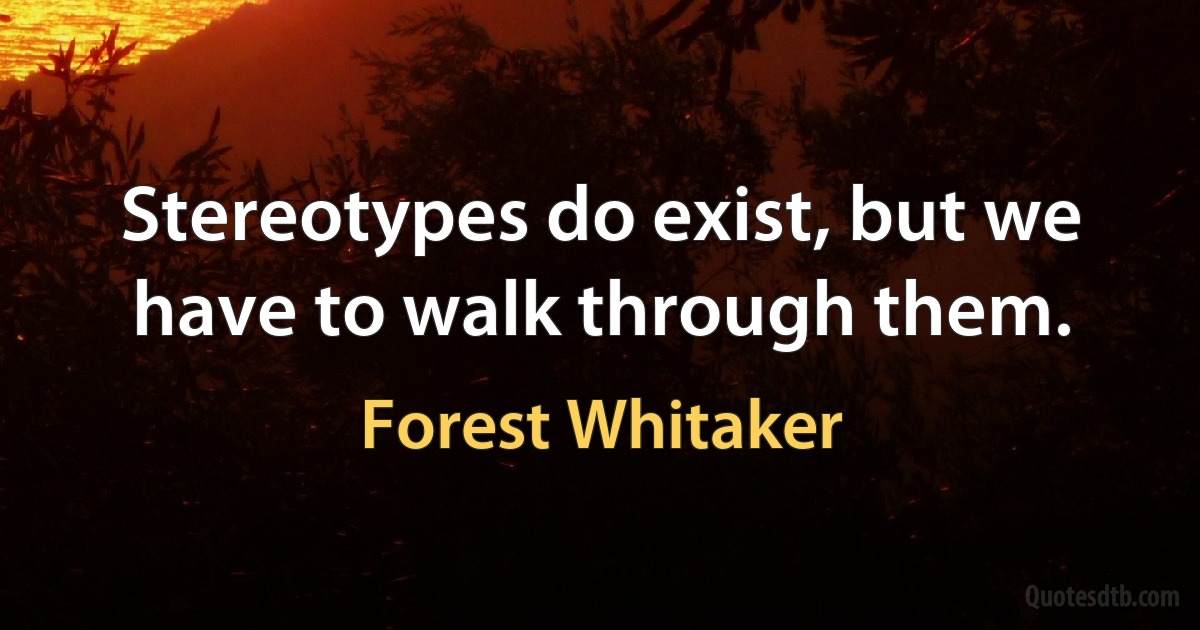 Stereotypes do exist, but we have to walk through them. (Forest Whitaker)