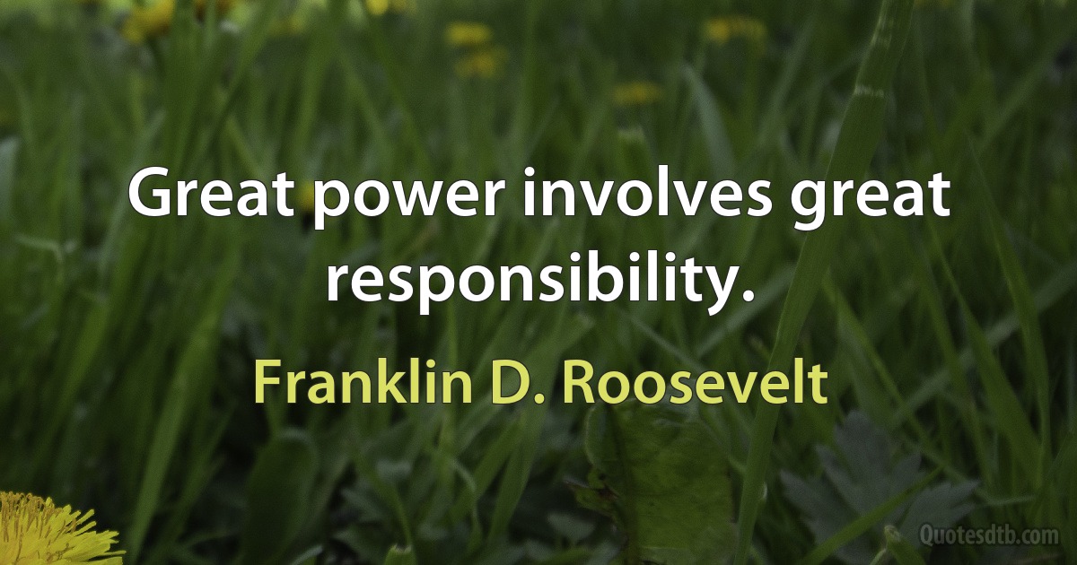 Great power involves great responsibility. (Franklin D. Roosevelt)