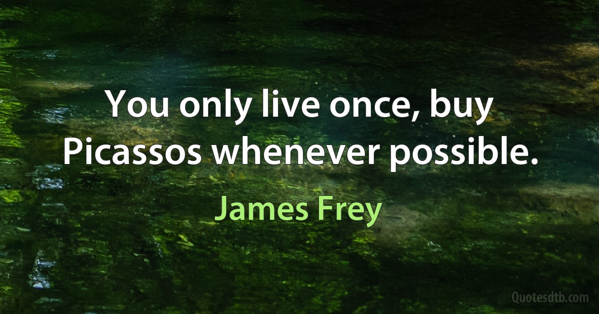 You only live once, buy Picassos whenever possible. (James Frey)