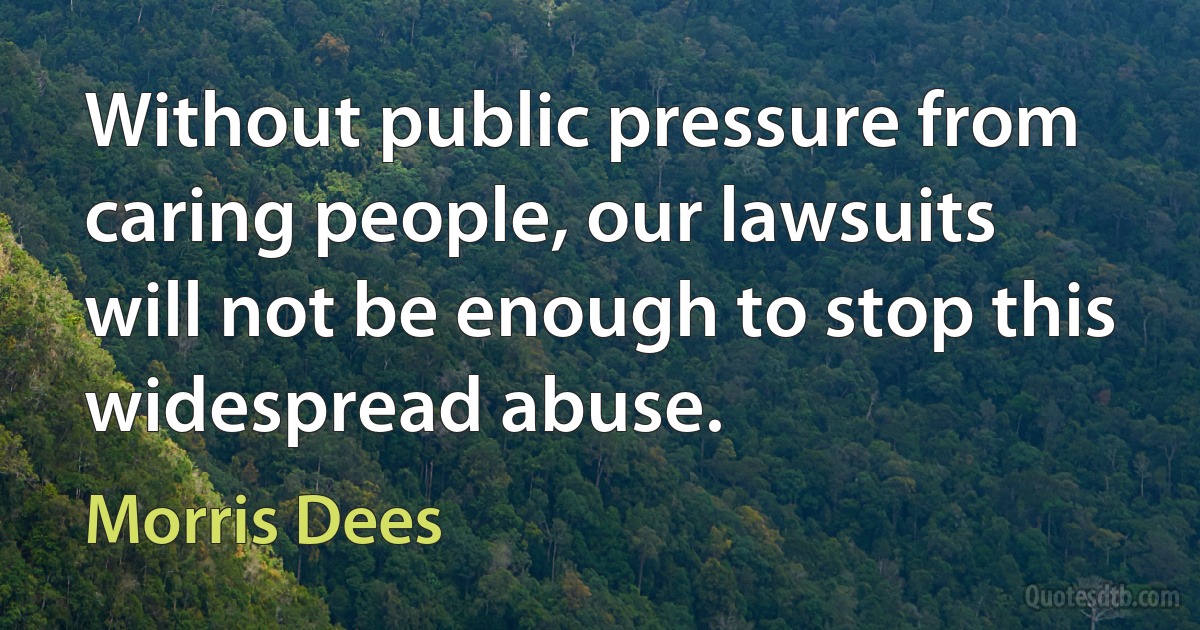 Without public pressure from caring people, our lawsuits will not be enough to stop this widespread abuse. (Morris Dees)