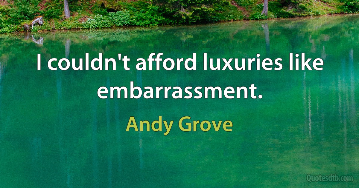 I couldn't afford luxuries like embarrassment. (Andy Grove)