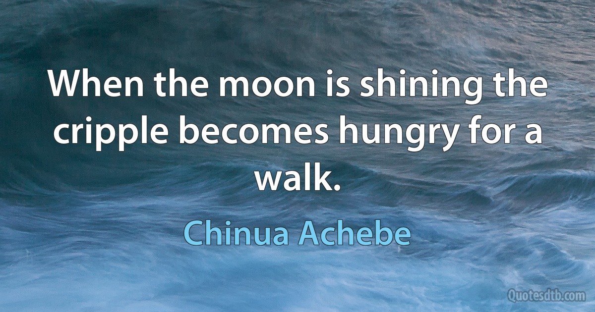 When the moon is shining the cripple becomes hungry for a walk. (Chinua Achebe)