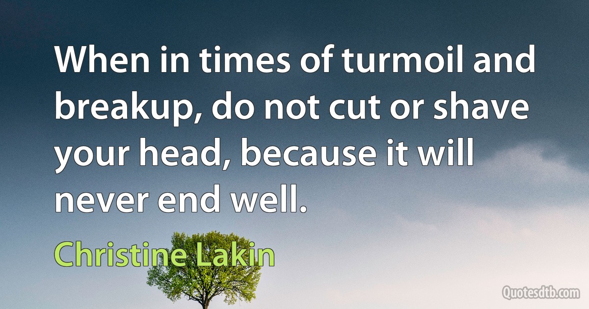 When in times of turmoil and breakup, do not cut or shave your head, because it will never end well. (Christine Lakin)