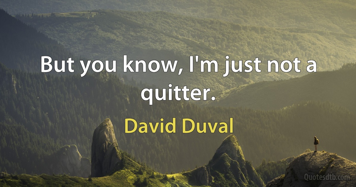 But you know, I'm just not a quitter. (David Duval)