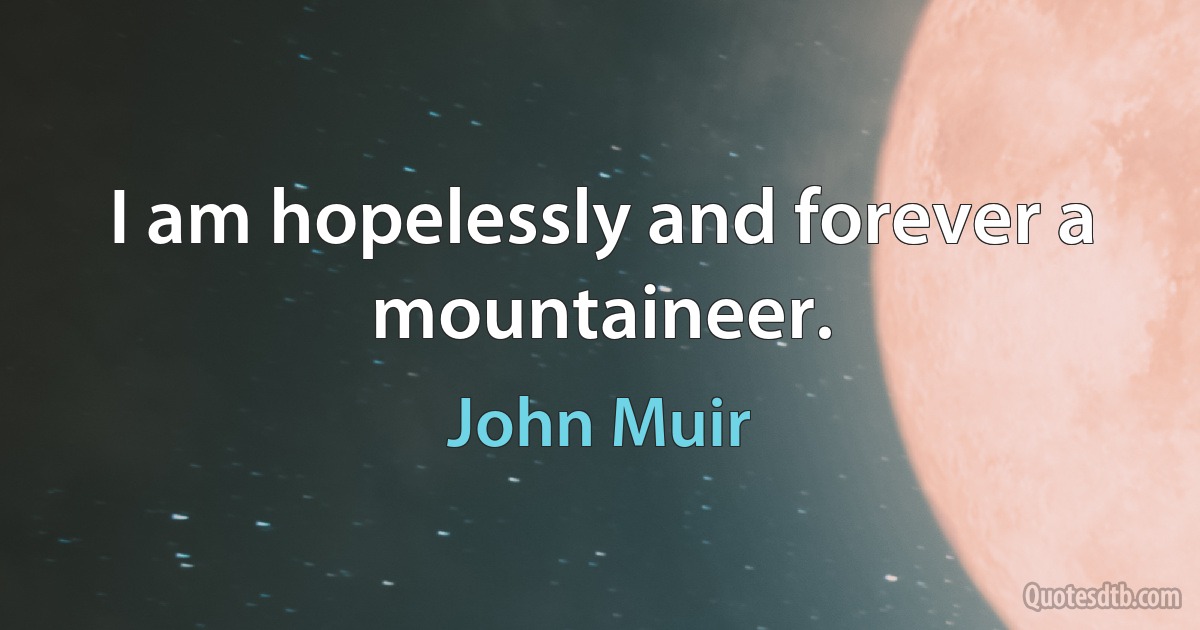 I am hopelessly and forever a mountaineer. (John Muir)