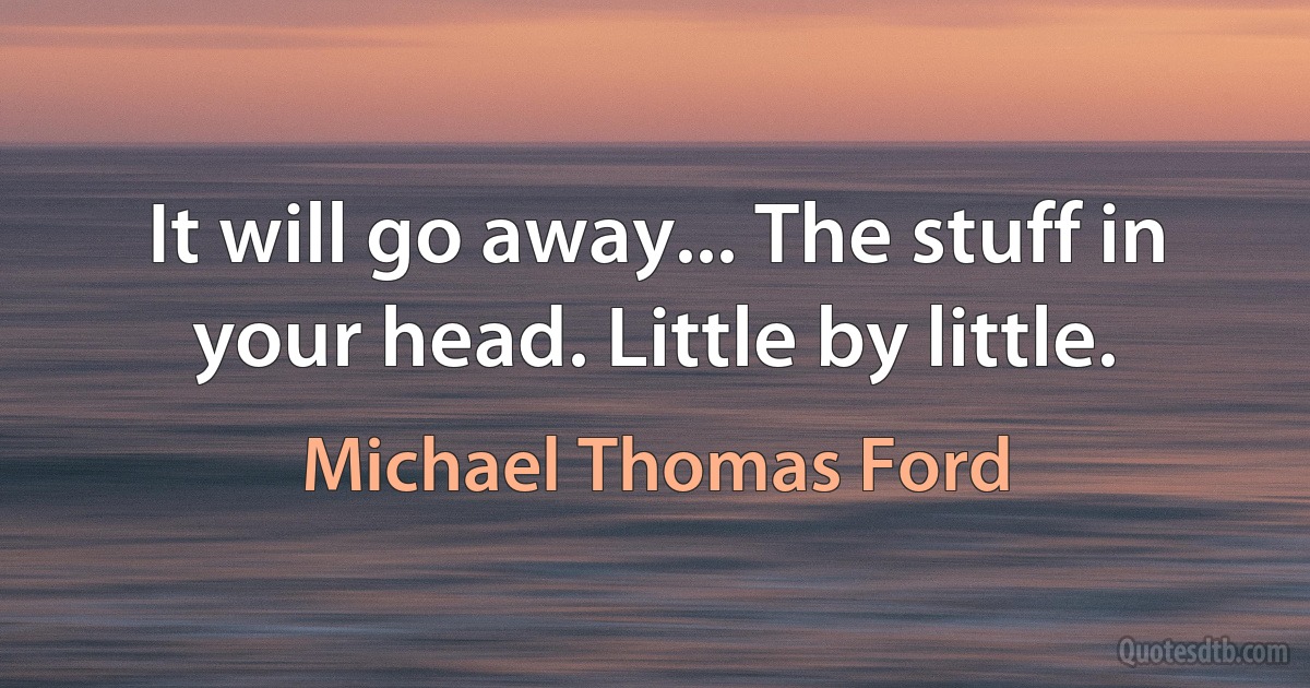 It will go away... The stuff in your head. Little by little. (Michael Thomas Ford)