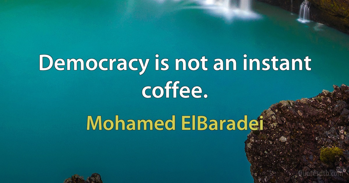 Democracy is not an instant coffee. (Mohamed ElBaradei)