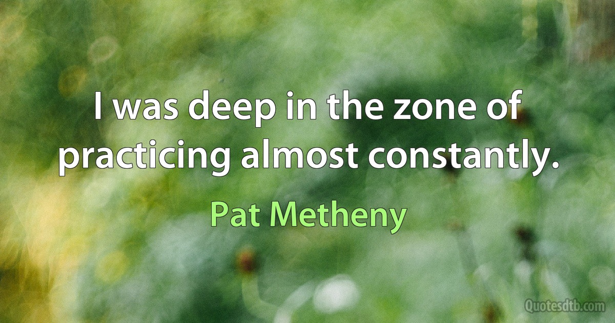 I was deep in the zone of practicing almost constantly. (Pat Metheny)