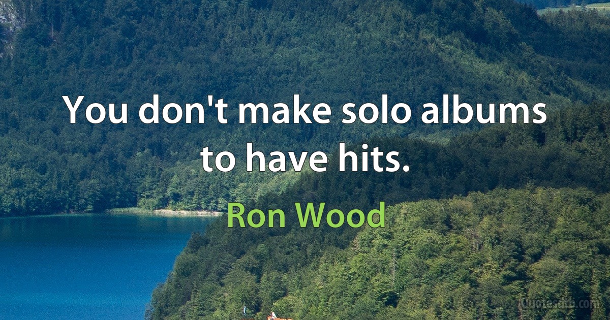 You don't make solo albums to have hits. (Ron Wood)