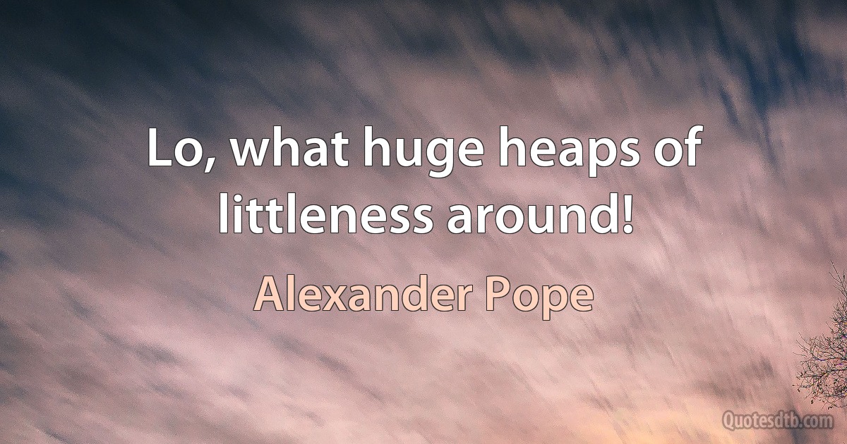 Lo, what huge heaps of littleness around! (Alexander Pope)