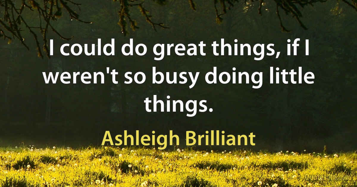 I could do great things, if I weren't so busy doing little things. (Ashleigh Brilliant)