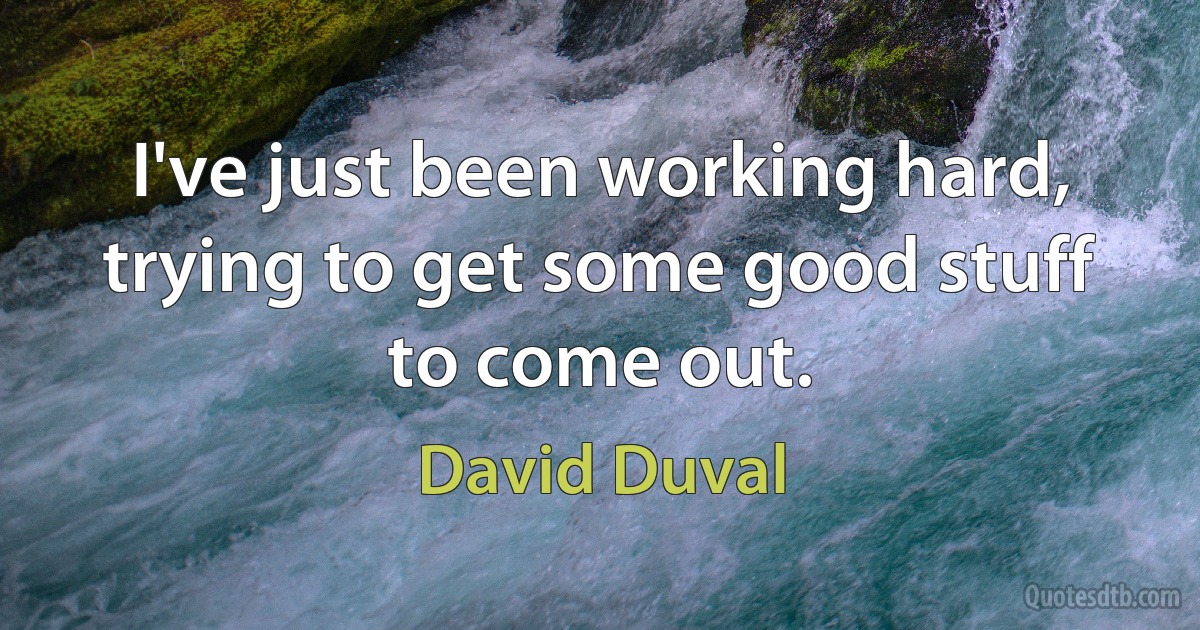 I've just been working hard, trying to get some good stuff to come out. (David Duval)