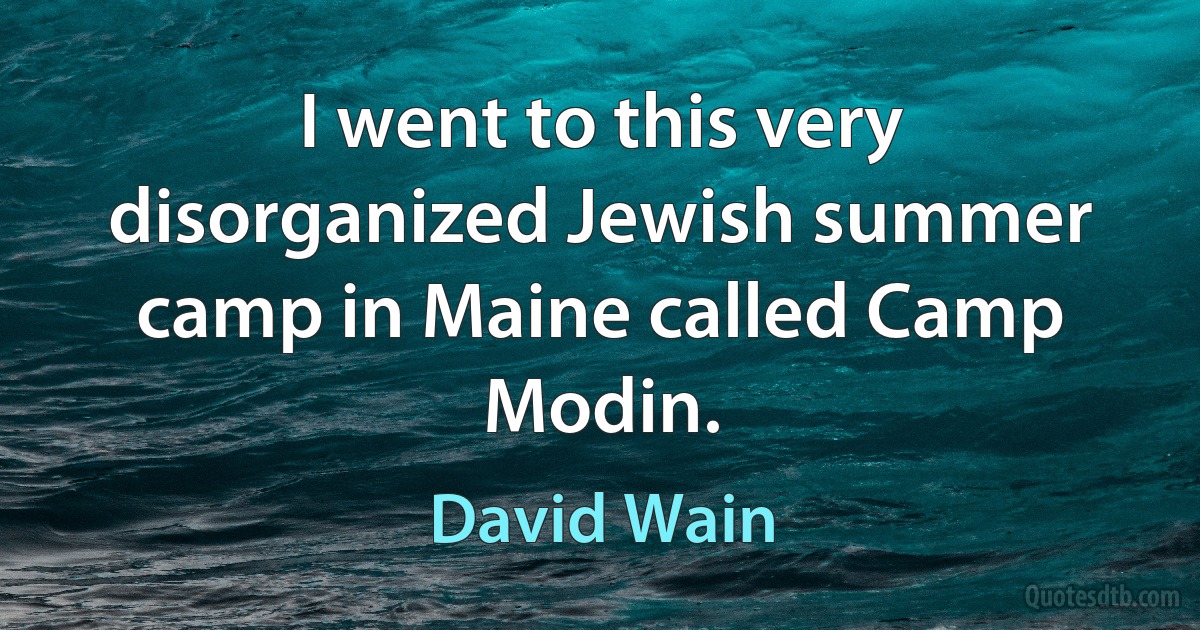 I went to this very disorganized Jewish summer camp in Maine called Camp Modin. (David Wain)