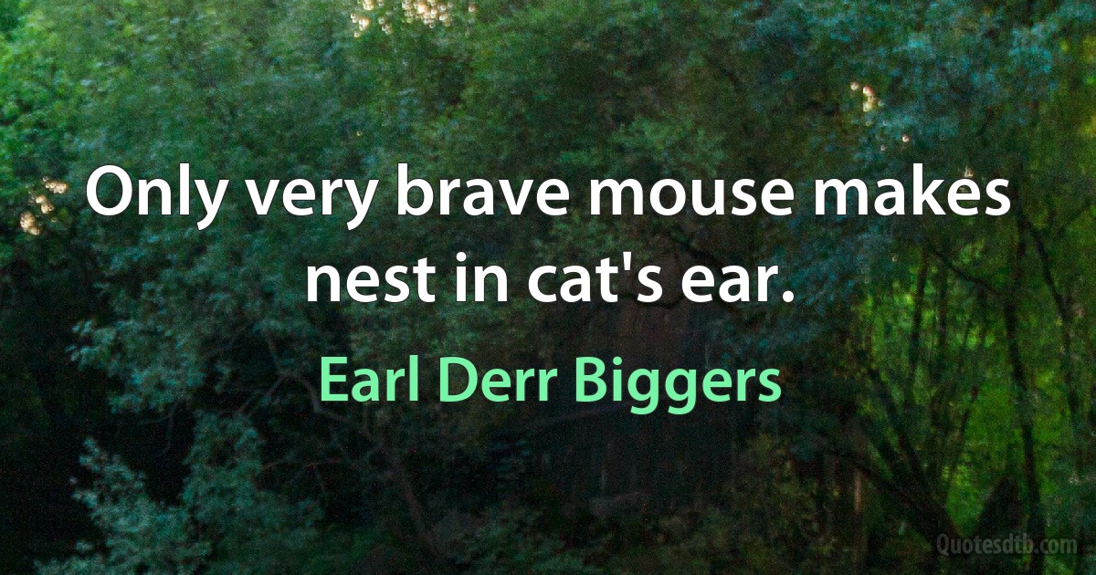 Only very brave mouse makes nest in cat's ear. (Earl Derr Biggers)