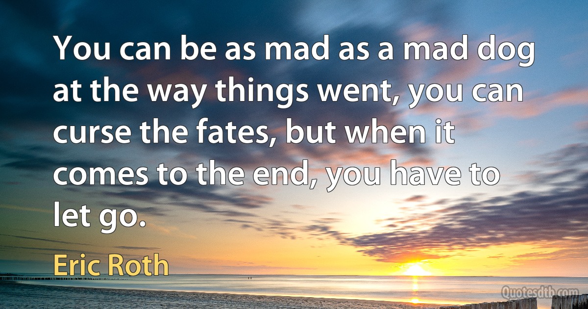 You can be as mad as a mad dog at the way things went, you can curse the fates, but when it comes to the end, you have to let go. (Eric Roth)