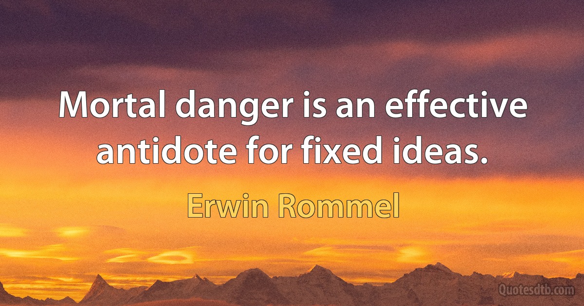 Mortal danger is an effective antidote for fixed ideas. (Erwin Rommel)