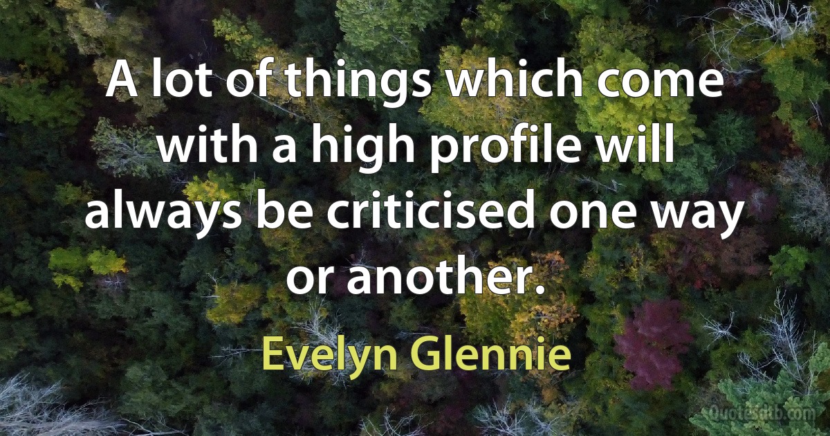 A lot of things which come with a high profile will always be criticised one way or another. (Evelyn Glennie)