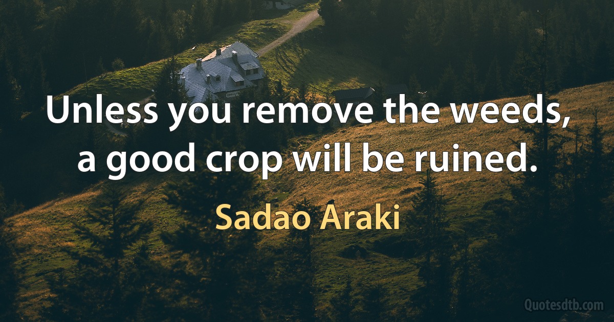 Unless you remove the weeds, a good crop will be ruined. (Sadao Araki)