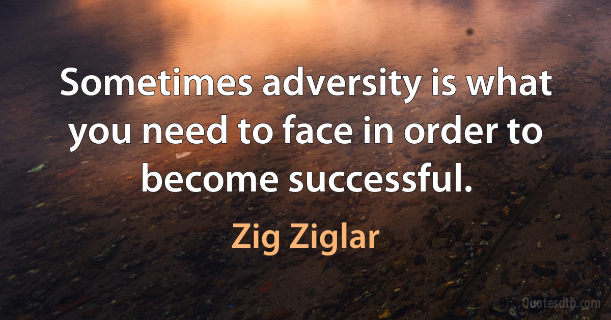 Sometimes adversity is what you need to face in order to become successful. (Zig Ziglar)