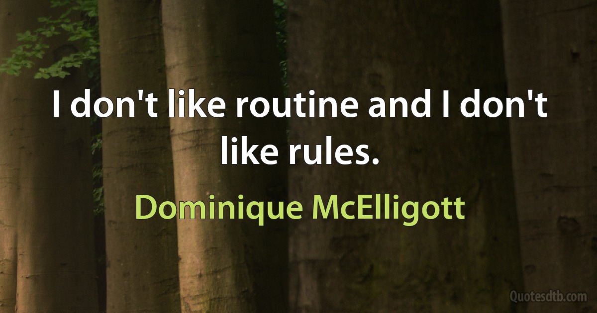 I don't like routine and I don't like rules. (Dominique McElligott)