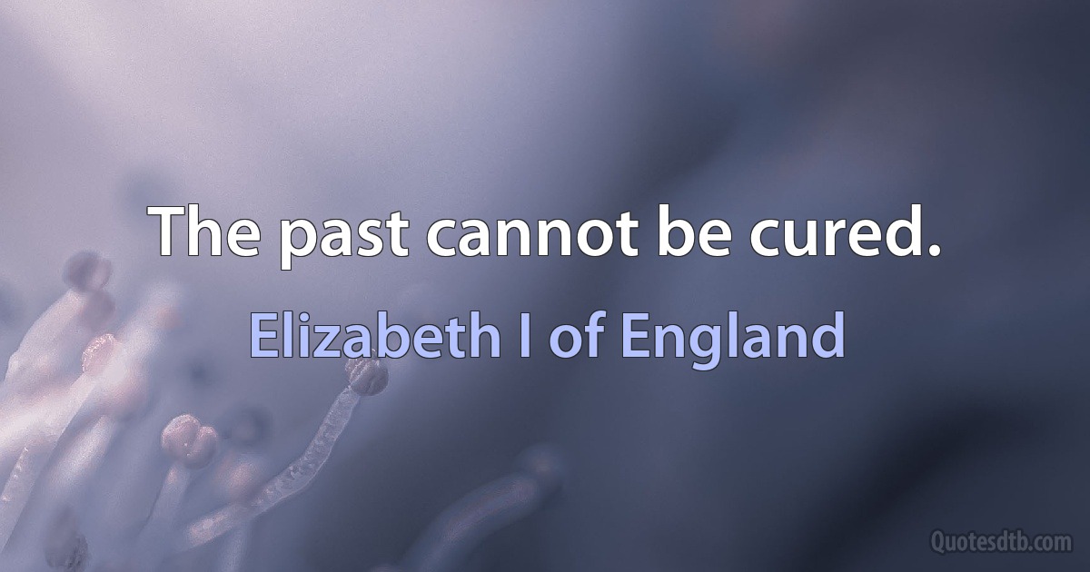 The past cannot be cured. (Elizabeth I of England)