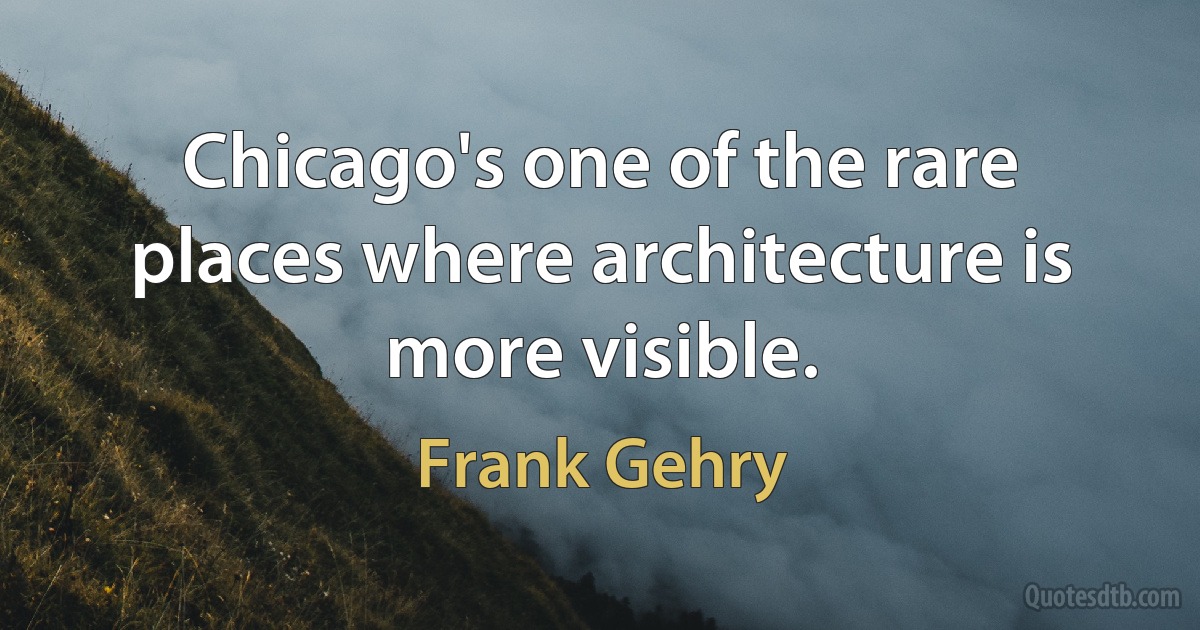 Chicago's one of the rare places where architecture is more visible. (Frank Gehry)