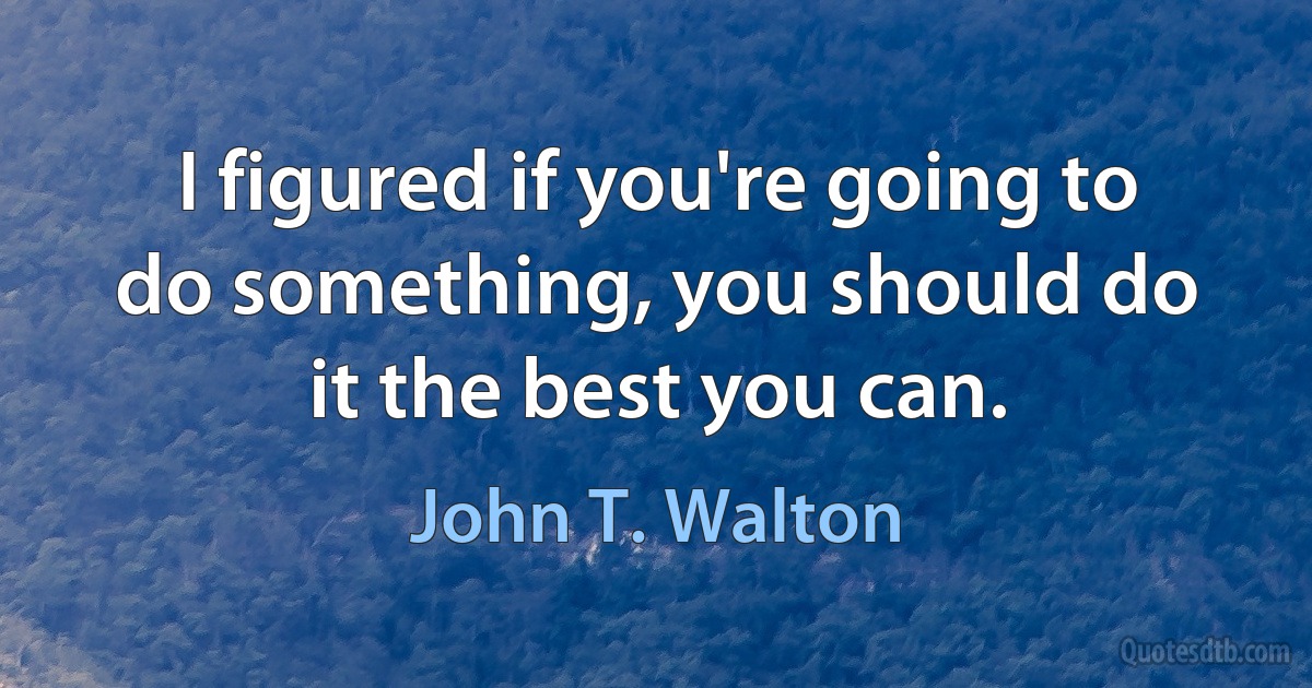 I figured if you're going to do something, you should do it the best you can. (John T. Walton)