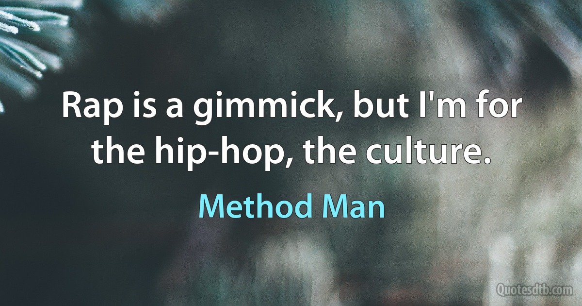 Rap is a gimmick, but I'm for the hip-hop, the culture. (Method Man)