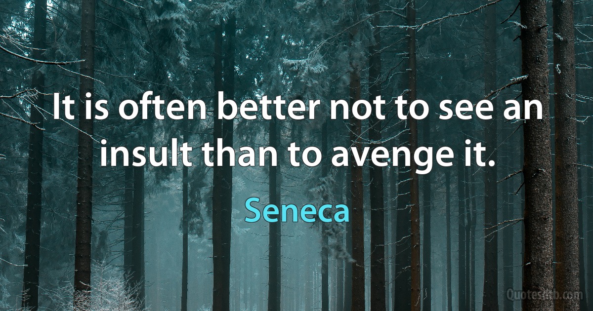 It is often better not to see an insult than to avenge it. (Seneca)