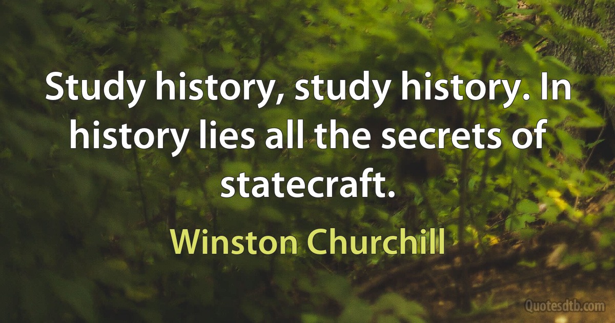 Study history, study history. In history lies all the secrets of statecraft. (Winston Churchill)