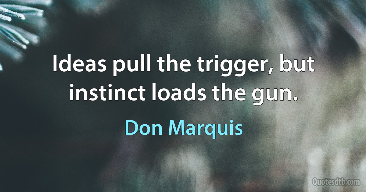 Ideas pull the trigger, but instinct loads the gun. (Don Marquis)