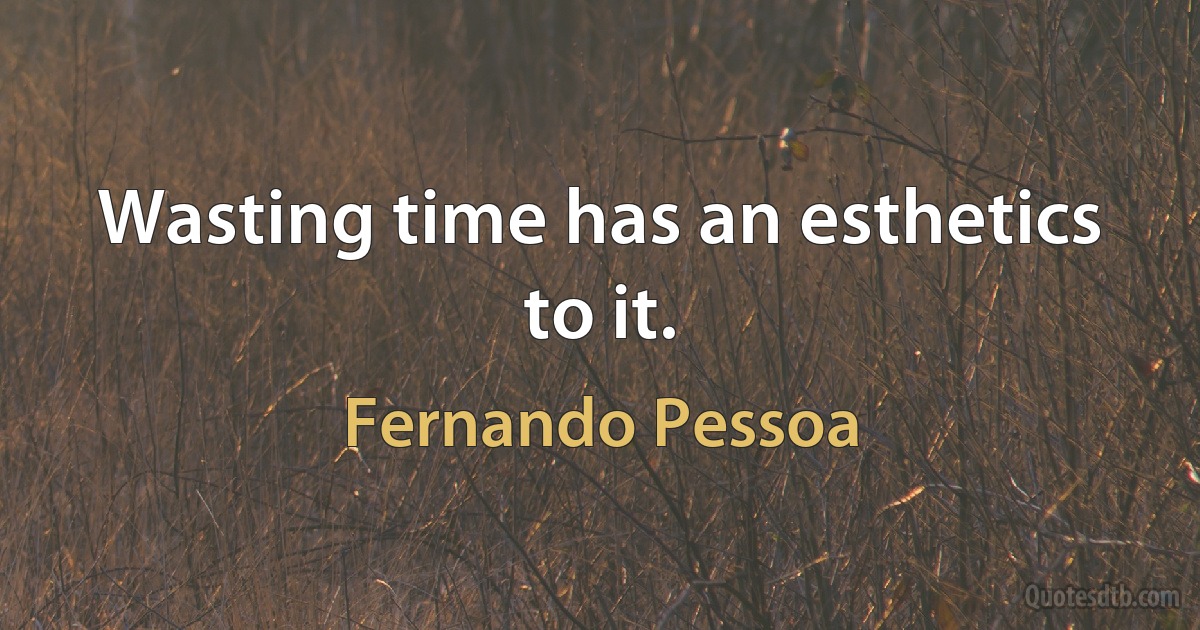 Wasting time has an esthetics to it. (Fernando Pessoa)