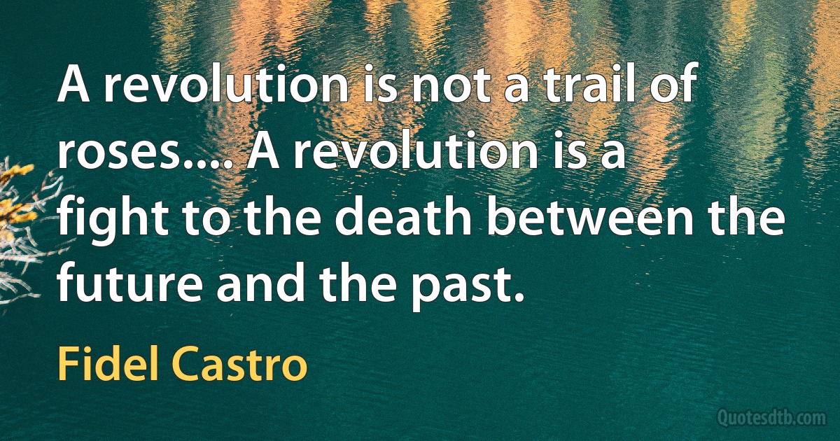 A revolution is not a trail of roses.... A revolution is a fight to the death between the future and the past. (Fidel Castro)