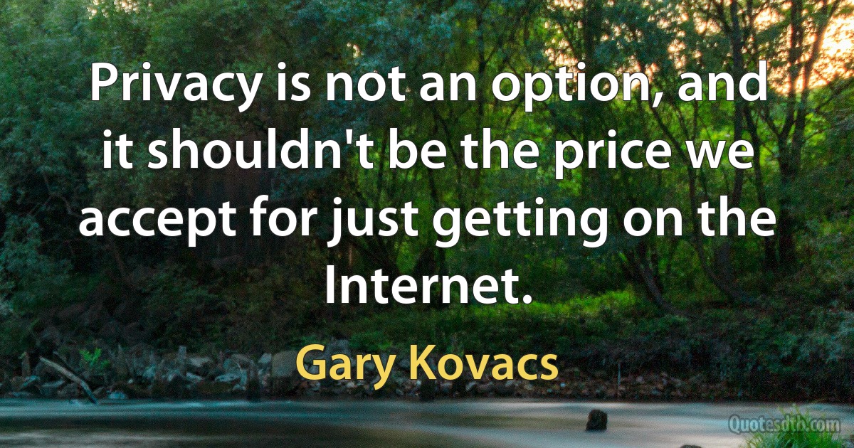 Privacy is not an option, and it shouldn't be the price we accept for just getting on the Internet. (Gary Kovacs)