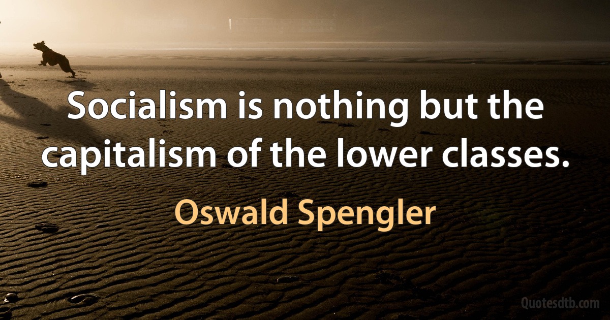 Socialism is nothing but the capitalism of the lower classes. (Oswald Spengler)