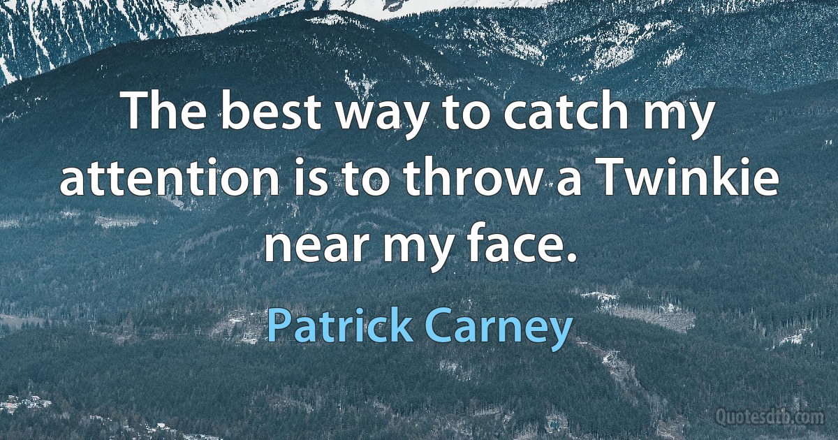 The best way to catch my attention is to throw a Twinkie near my face. (Patrick Carney)