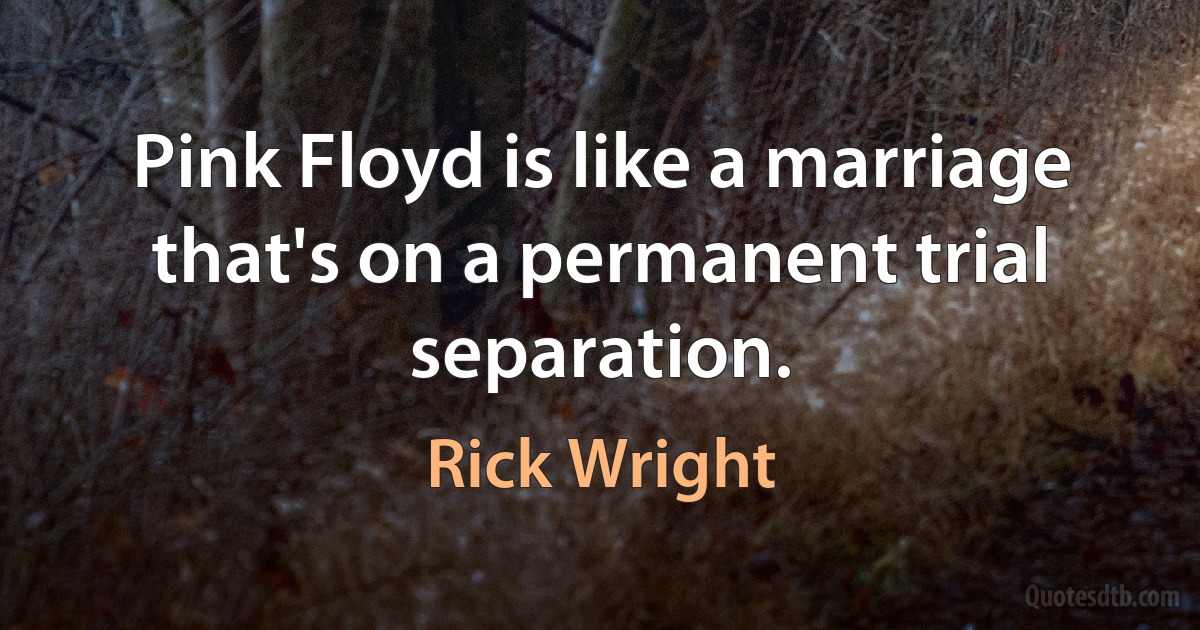 Pink Floyd is like a marriage that's on a permanent trial separation. (Rick Wright)