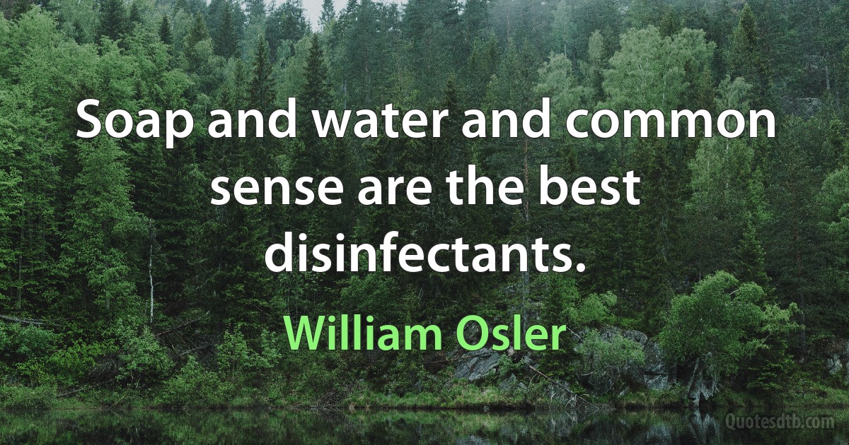 Soap and water and common sense are the best disinfectants. (William Osler)