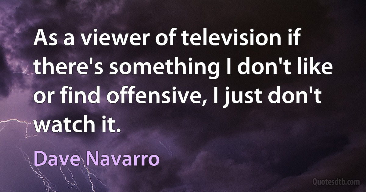 As a viewer of television if there's something I don't like or find offensive, I just don't watch it. (Dave Navarro)