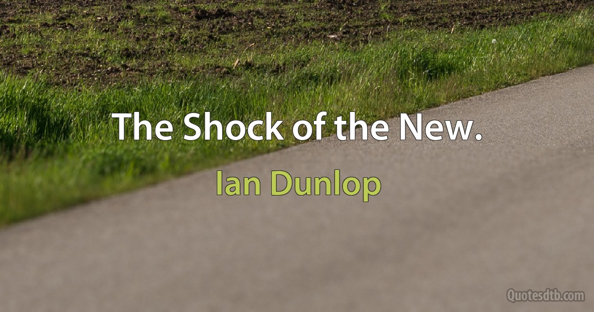 The Shock of the New. (Ian Dunlop)