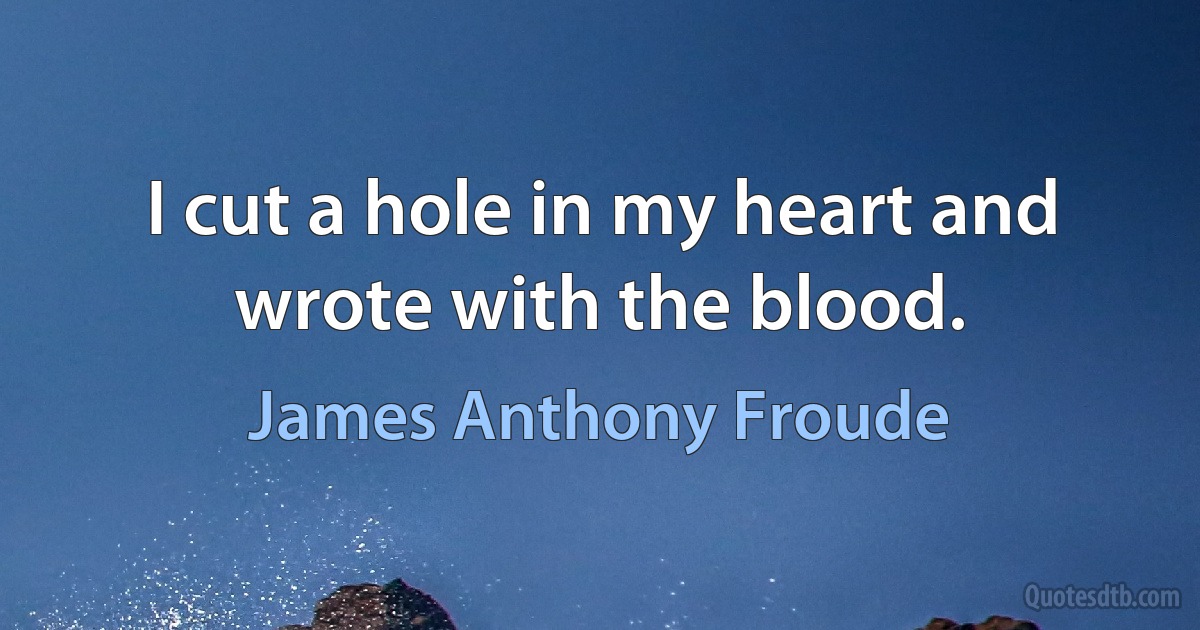 I cut a hole in my heart and wrote with the blood. (James Anthony Froude)