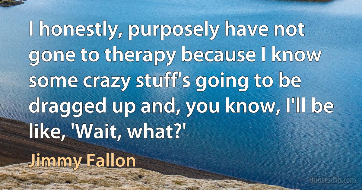 I honestly, purposely have not gone to therapy because I know some crazy stuff's going to be dragged up and, you know, I'll be like, 'Wait, what?' (Jimmy Fallon)