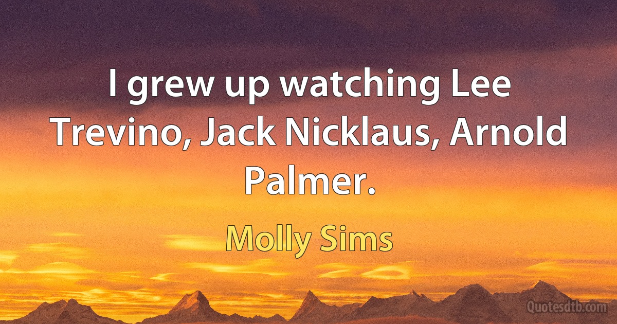 I grew up watching Lee Trevino, Jack Nicklaus, Arnold Palmer. (Molly Sims)