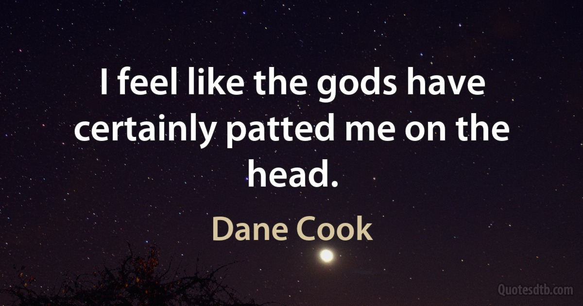 I feel like the gods have certainly patted me on the head. (Dane Cook)