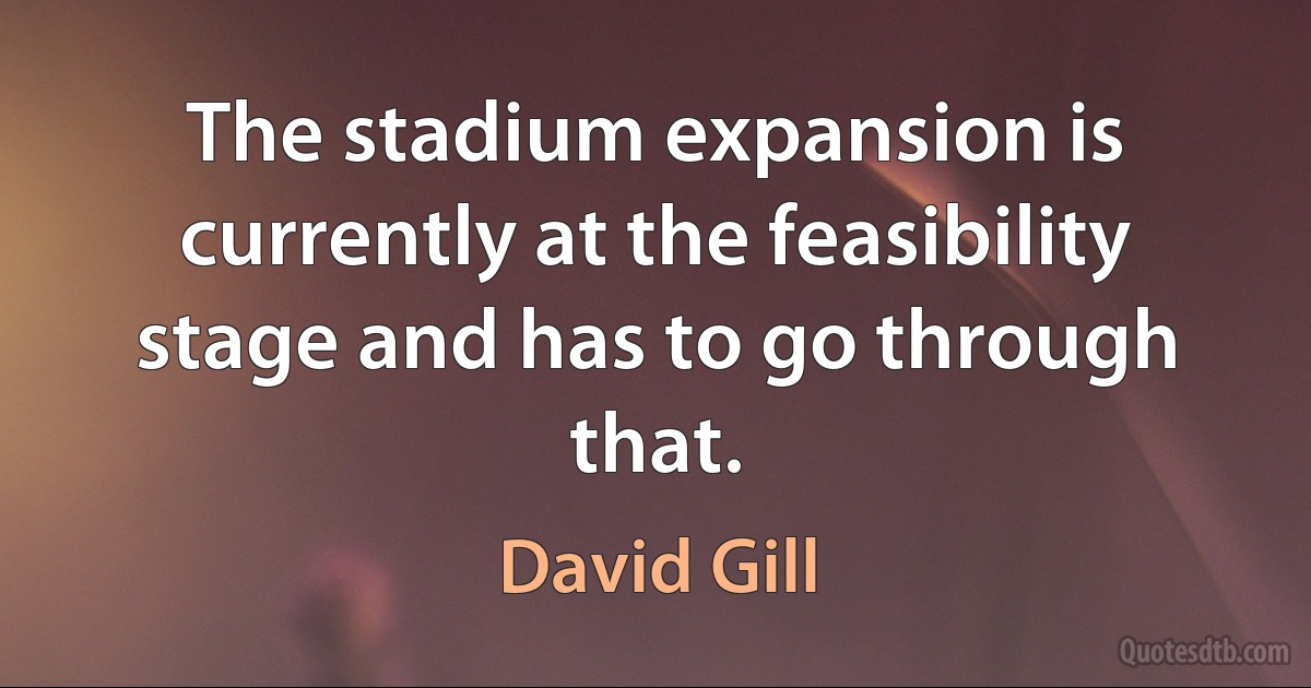 The stadium expansion is currently at the feasibility stage and has to go through that. (David Gill)