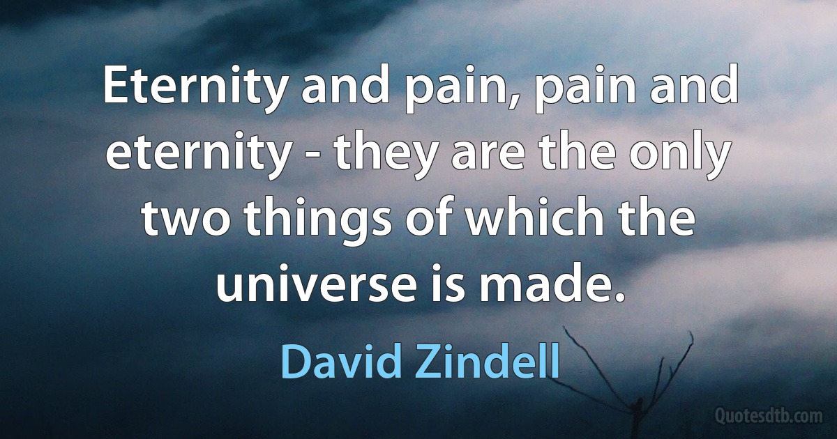 Eternity and pain, pain and eternity - they are the only two things of which the universe is made. (David Zindell)