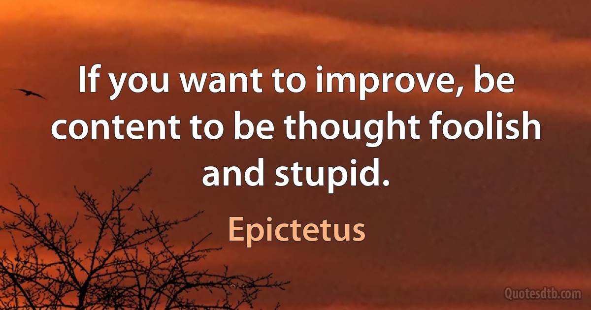 If you want to improve, be content to be thought foolish and stupid. (Epictetus)